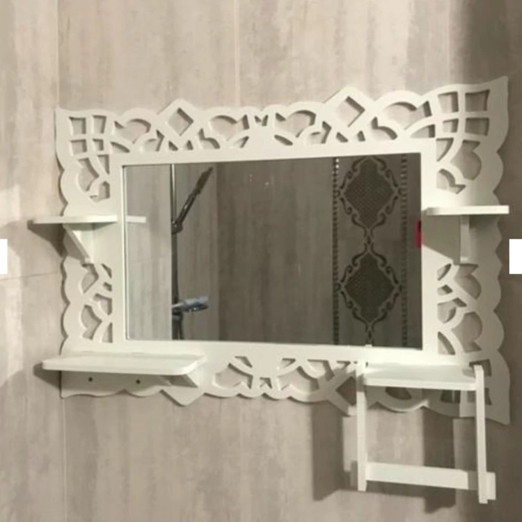 آینه سرویس بهداشتی طرح نگین جنس PVC ( پی وی سی ) قابل شستشو و ضد آب رنگ سفید