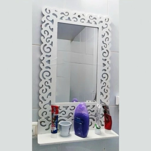آینه کنسول مدل ماهور رنگ سفید سایز بزرگ جنس پی وی سی ( قابل شستشو و ضد آب )