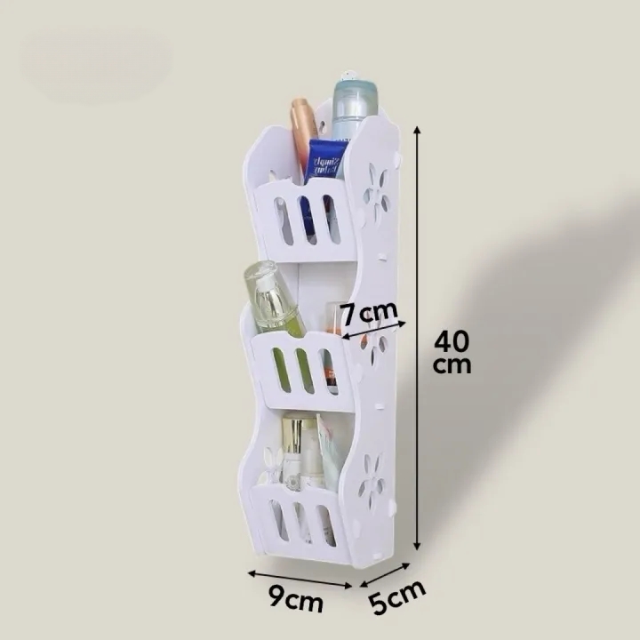 شلف دیواری سه طبقه حمام سایز کوچک جنس PVC ( پی وی سی )